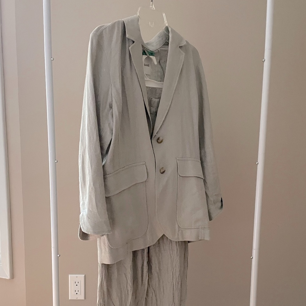 Madewell Matching Set, Blazer and Trousers, Pale Mint Green, Size Small/Medium